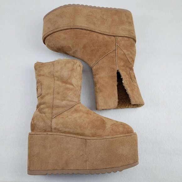 Dolls Kill Darker Wavs Atmosphere Platform Boot Womens 11 Brown Leather Lined - Picture 8 of 16